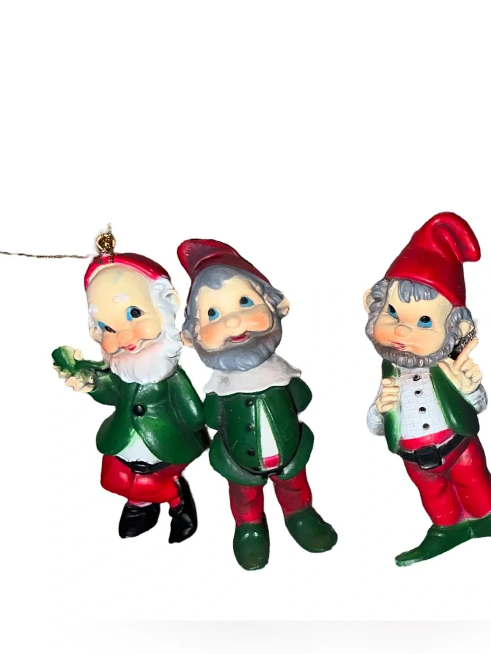 Vintage Set Of 7 Handpainted Resin Kitschy Elves Dwarfs